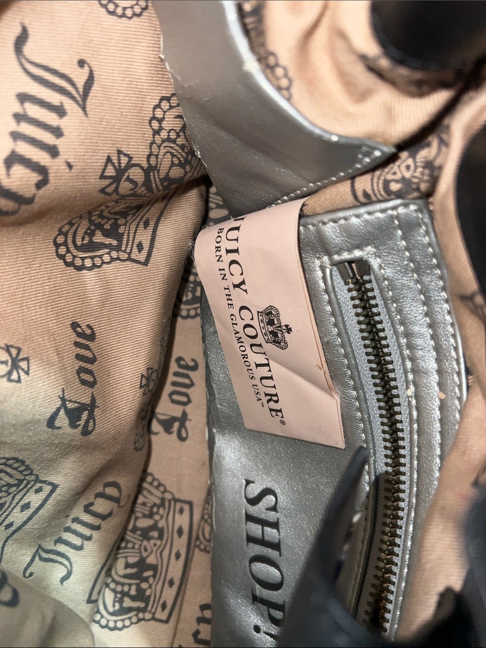 Juicy Couture Gray Tote with Pink Crest Logo - Picture 6 of 6